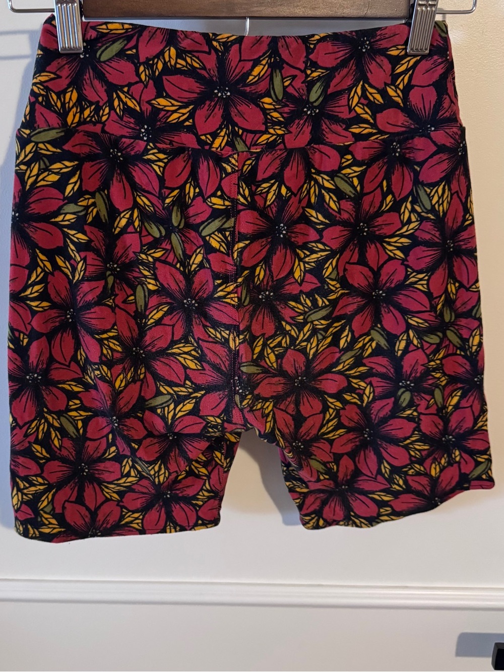 LuLaRoe Women's Floral Bike Shorts in Magenta and Yellow
